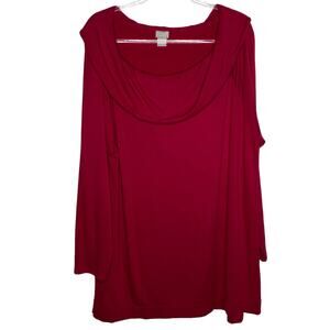 Chicos Zenergy Womens Size 4/XXL Red Cowl Neck Tunic Top Long Sleeve Chico's‎